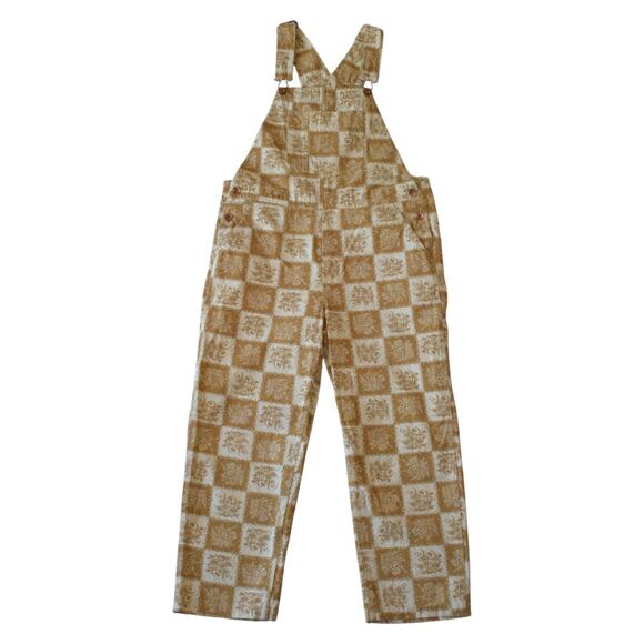 Brixton Brown Floral Checkered Overalls – Size Medium - Picture 1 of 5